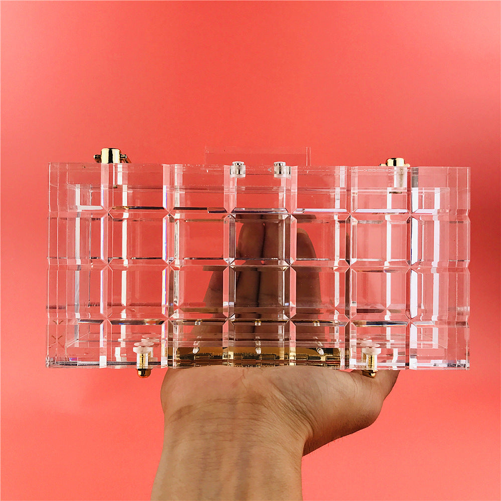 Evening Bag Transparent Acrylic Extra Thick Crystal Hand Holding Box