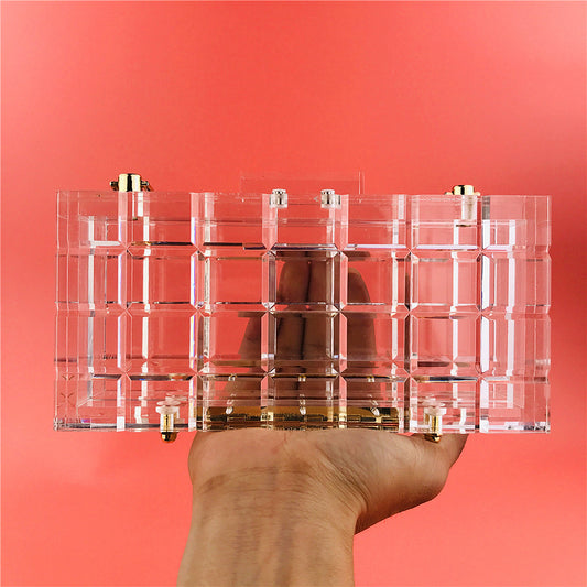 Evening Bag Transparent Acrylic Extra Thick Crystal Hand Holding Box