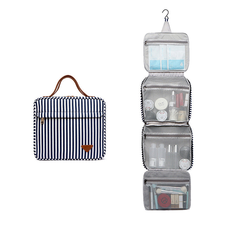 Trousse de rangement portable à rayures de grande capacité pour cosmétiques, tendance européenne et américaine