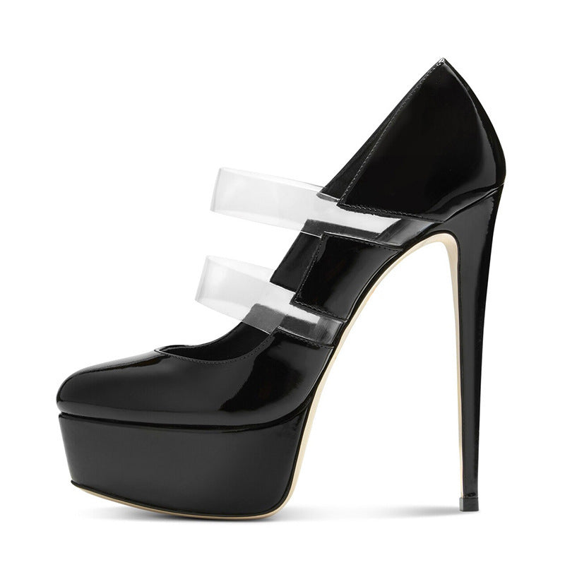 Women's Shoes PVC Stitching Platform High Heels