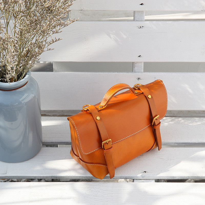 Bolsa para albóndigas de cuero curtido vegetal hecha a mano estilo retro