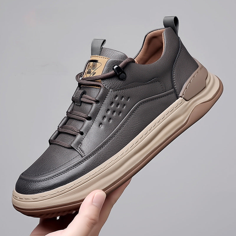 Autumn New Men's Leather Breathable Soft Sole Sneakers