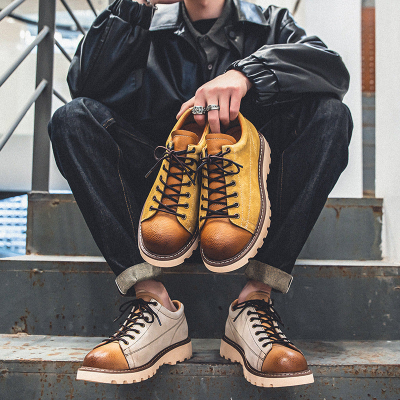 Zapatos de trabajo para exteriores, de punta redonda, cómodos, a juego y a la moda nacional para jóvenes