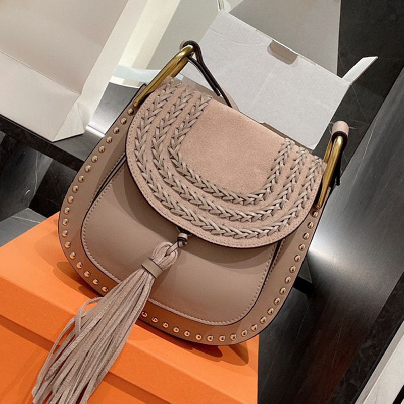 Small  Portable Oblique Solid Color Saddle Bag