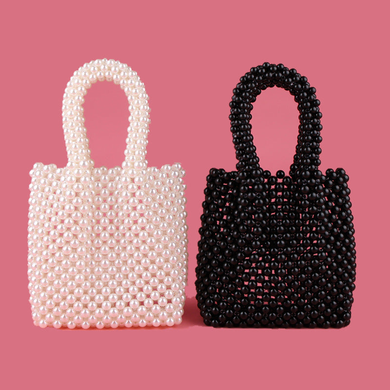 Bolso de mano para mujer tejido a mano con cuentas