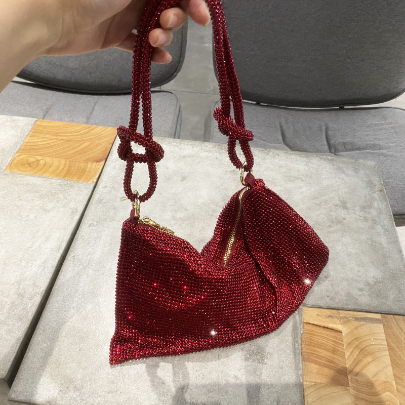 Bolso de mano sencillo con diamantes de imitación para mujer