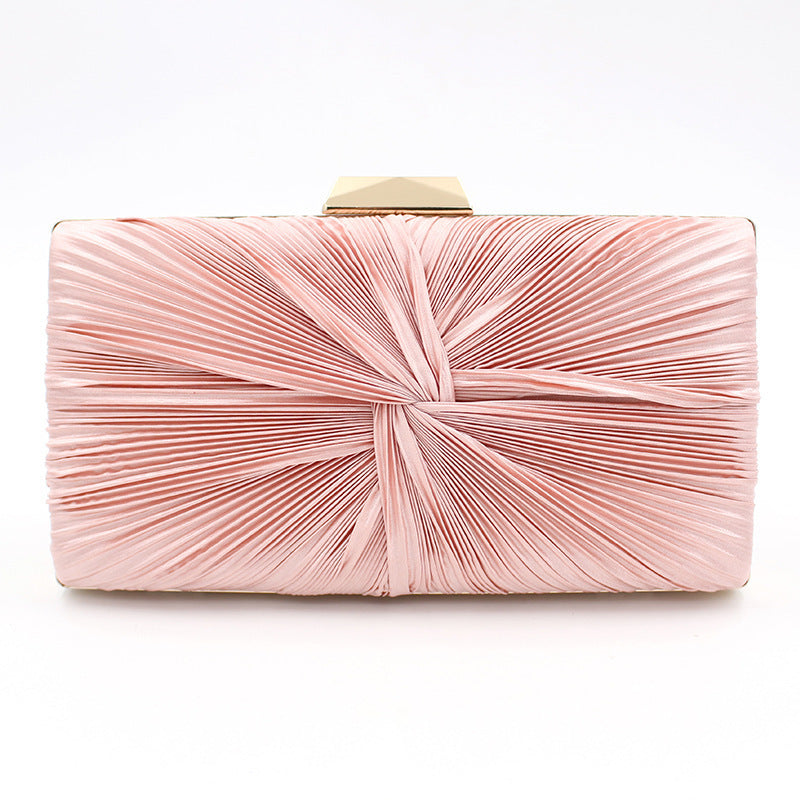 New Simple Pleated Soft Top Evening Bag With Chain Handle