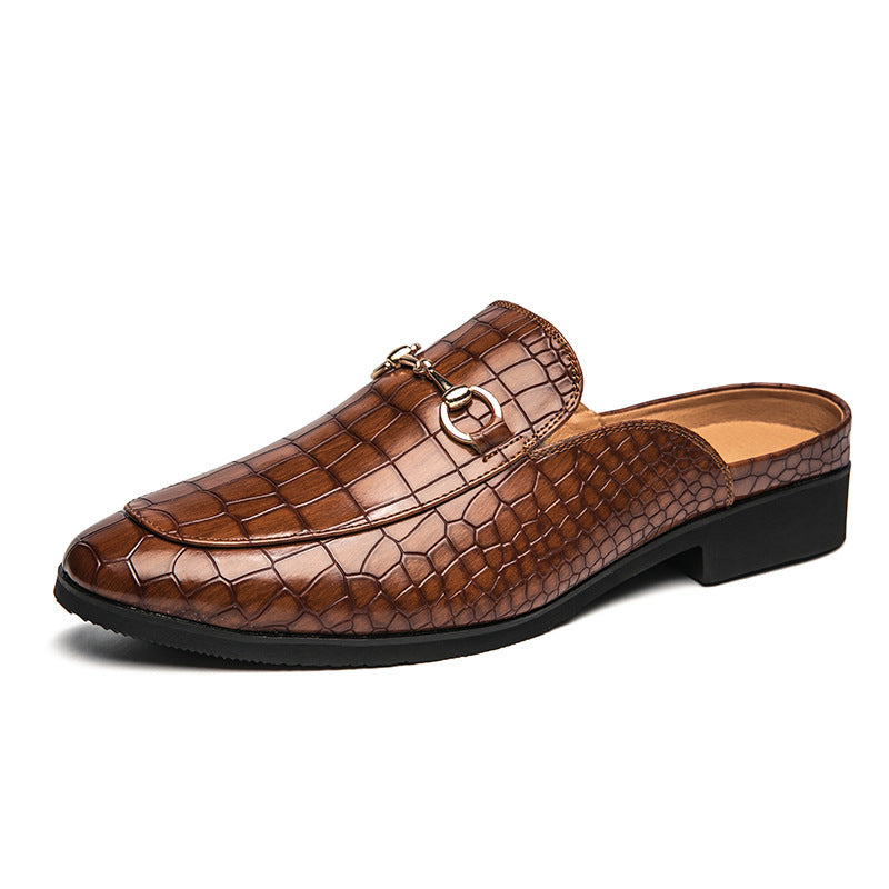 Chaussures en cuir semi-pantoufles pour hommes