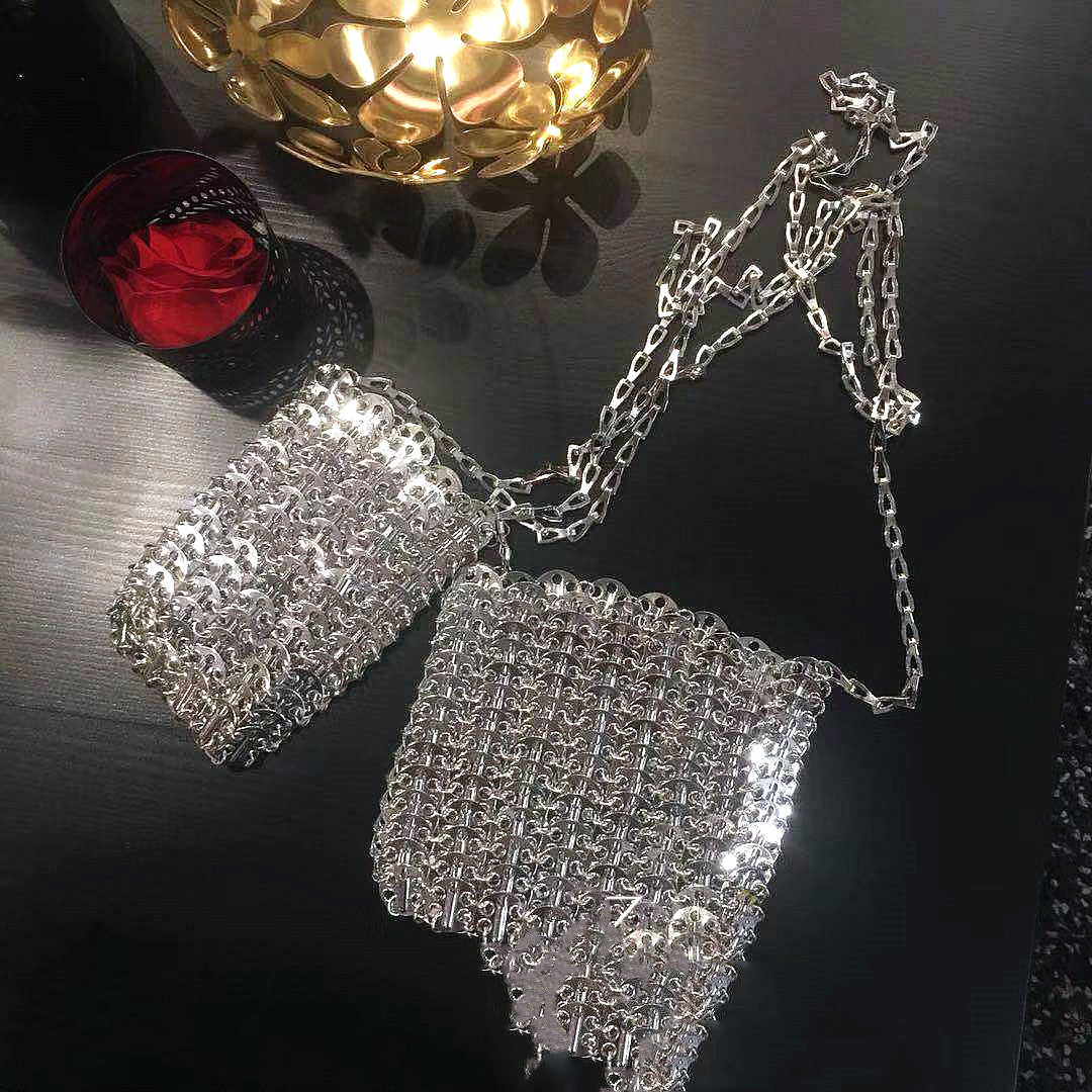 Women's Metal Sequin Chain Shoulder Messenger Bag