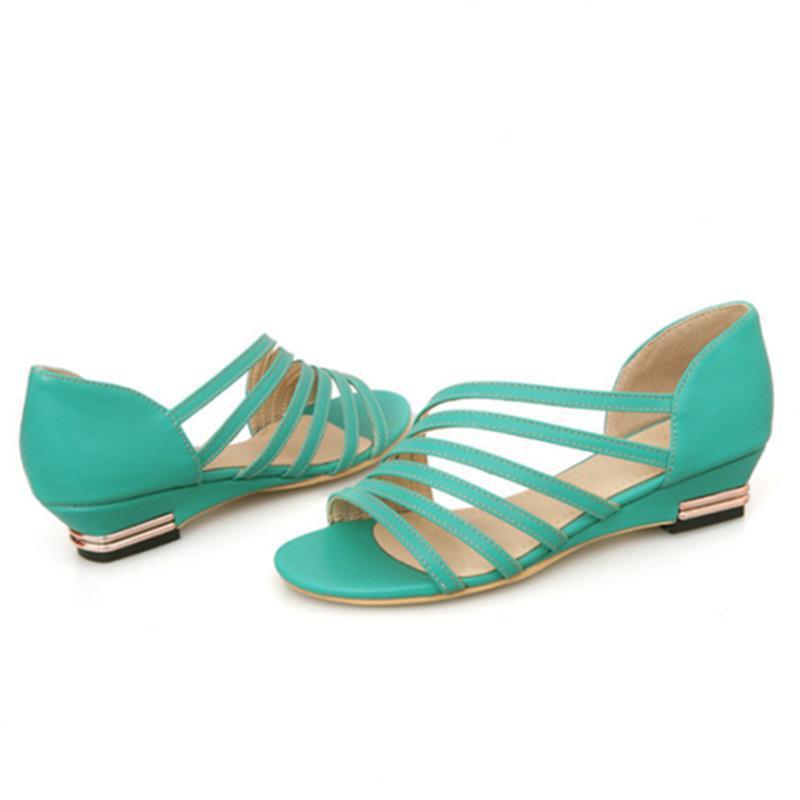 Summer Thin Strap Mid-heel Flat Wedge Casual Ladies Sandals