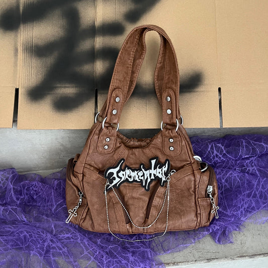 Bolso bandolera axilar Spice Girl marrón estilo europeo y americano