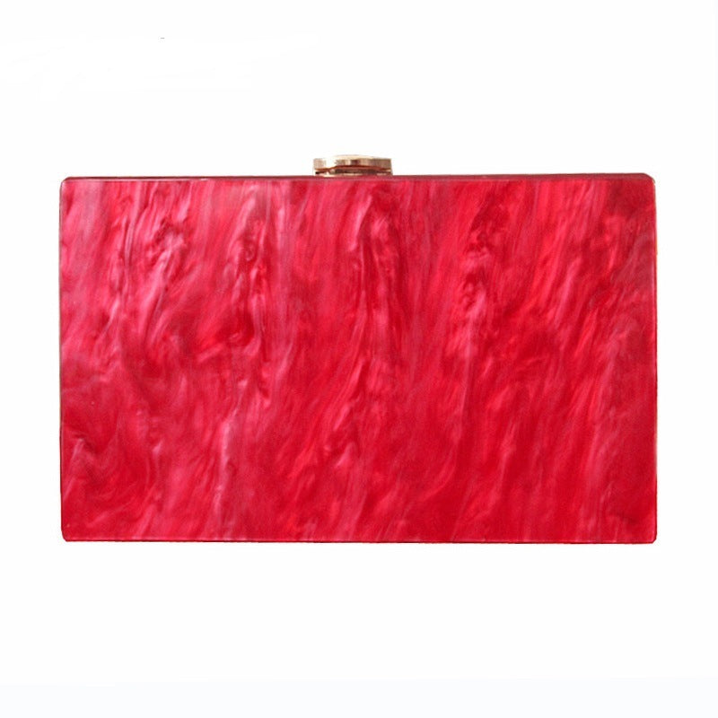 New Style Wallet One Shoulder Messenger Bag Fashion Lady Red Pearlescent Acrylic Bag Banquet Clutch