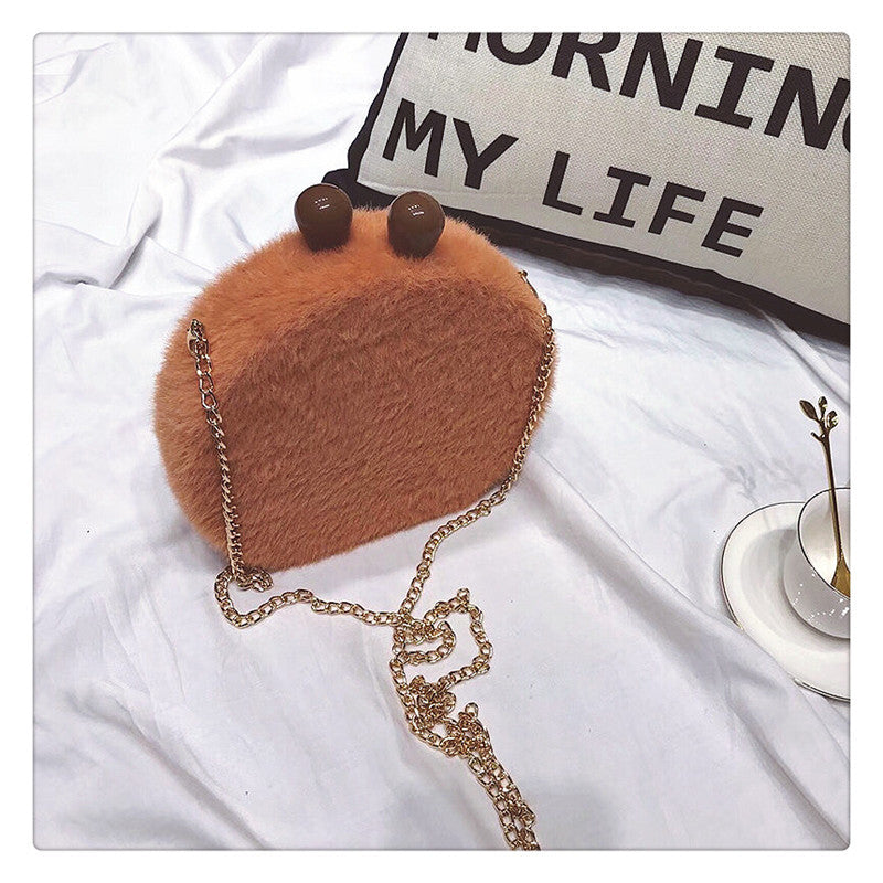 Furry Women's New Autumn And Winter Suede One-shoulder Messenger Cute Chain Bag