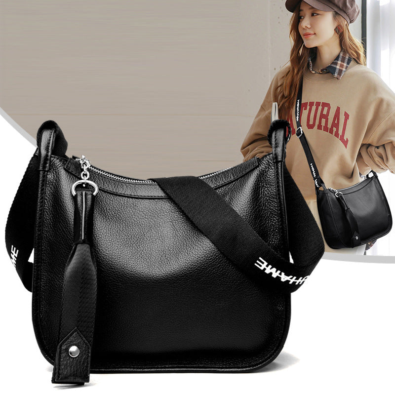 Sac à bandoulière tendance en cuir de vachette souple pour femme