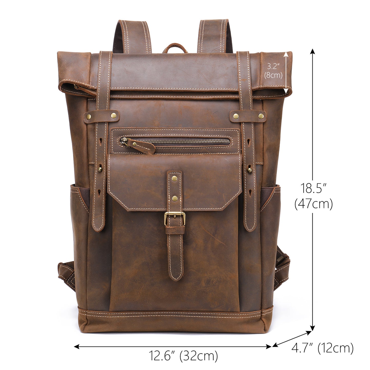 Retro Crazy Horse Leather Back Men's Leather Backpack