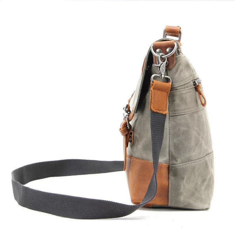 Bolso de hombro para hombre estilo retro de lona desbordante