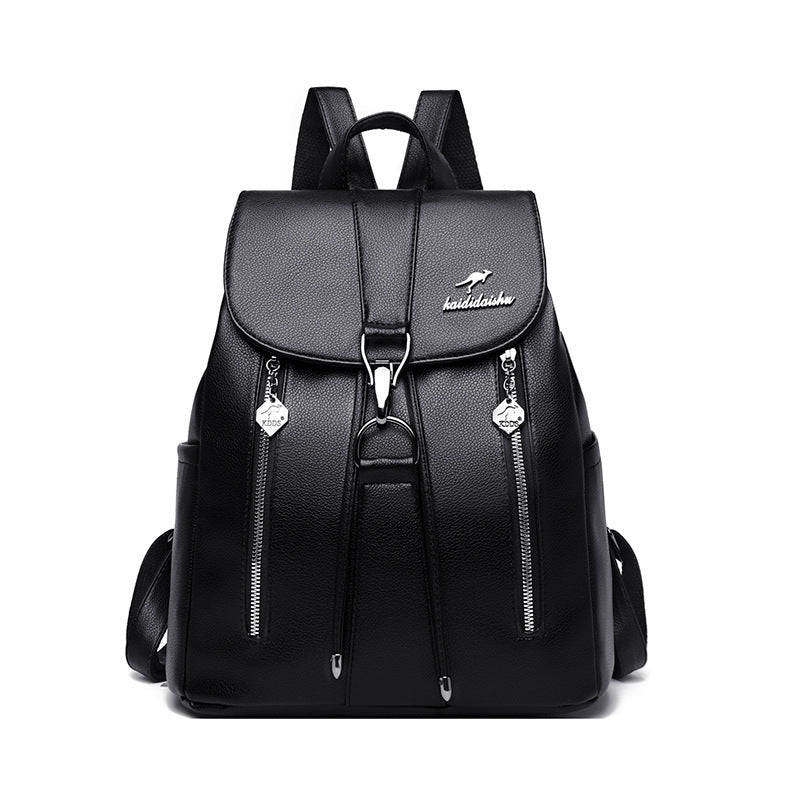 Fashion Soft Leather Large Capacity Ladies Backpack