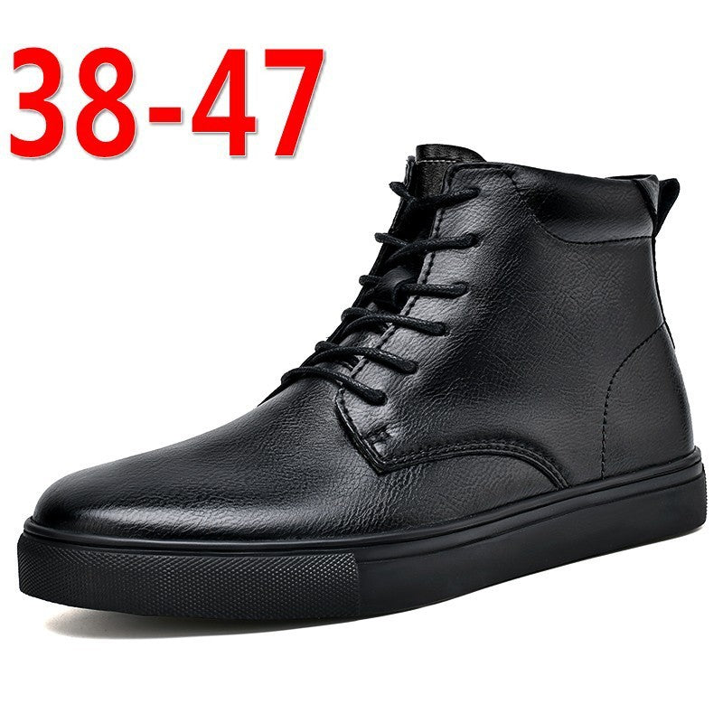 Botas Martens planas informales de piel de vaca para hombre, de caña alta y talla grande