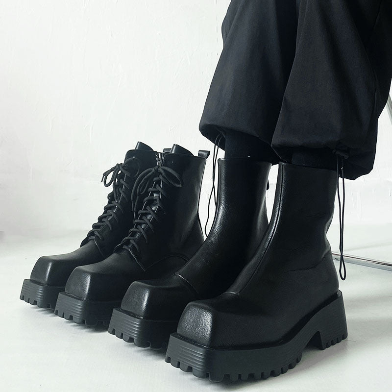 Bottes Martin à plateforme et bout carré pour hommes et femmes