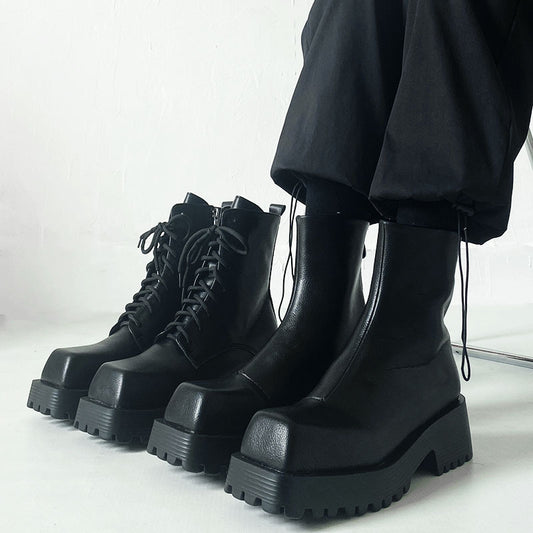 Botas Martin con plataforma y punta cuadrada de moda para hombres y mujeres