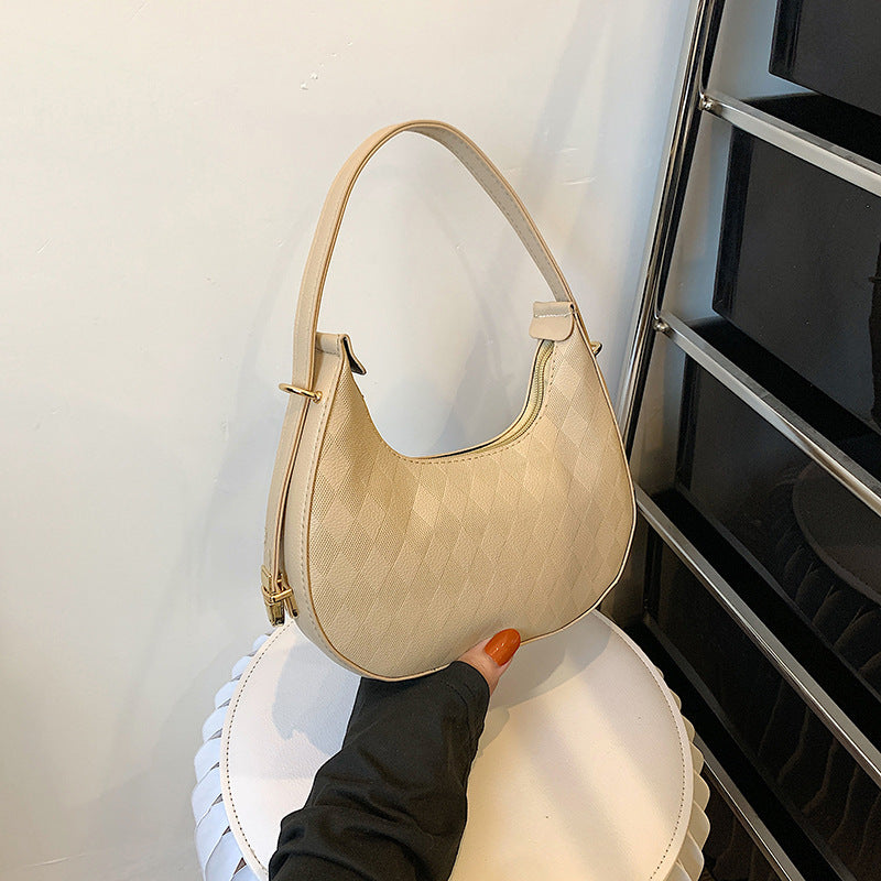 Bolso de mano francés elegante con diseño de rombos y pequeño bolso de hombro para mujer