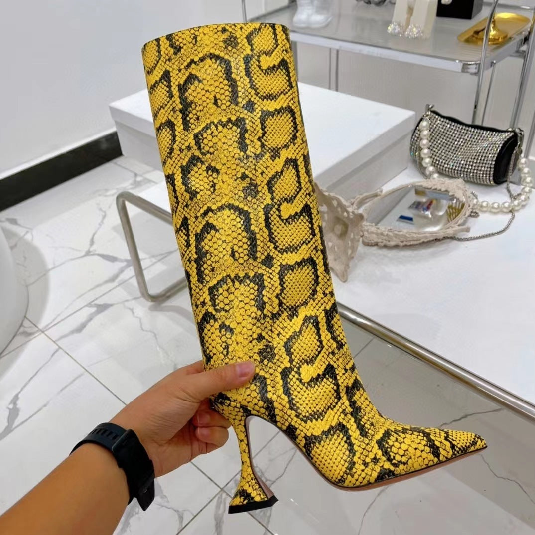 Escarpins pointus à talons hauts et fermeture éclair latérale en serpentin Catwalk pour femmes