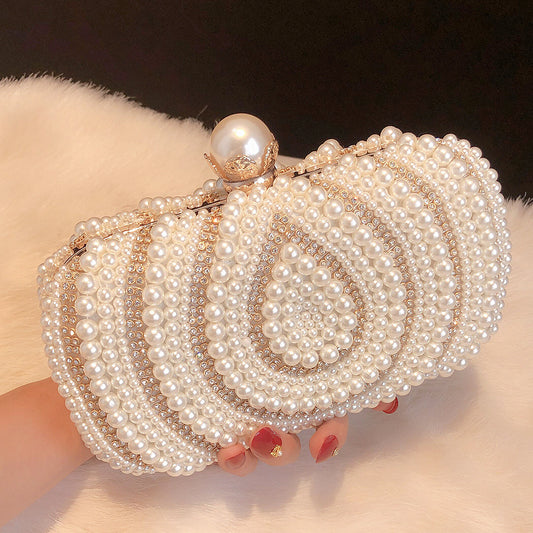 Fashion Retro Women's Rhinestone Pearl Handbag