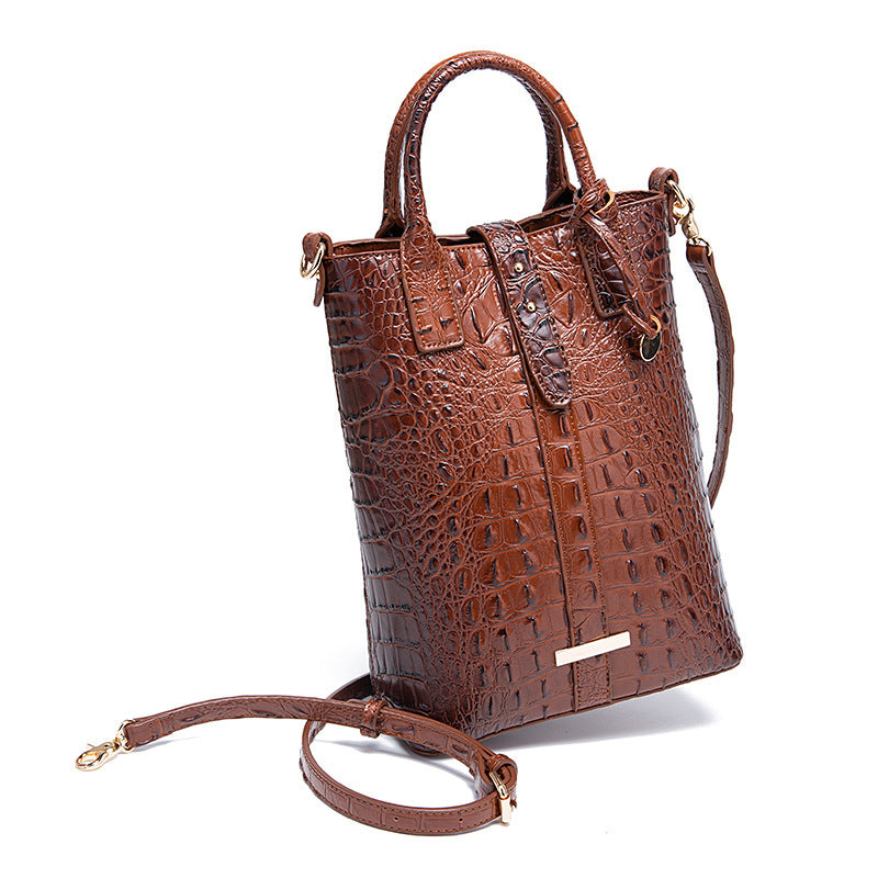 Women's Retro Multi-color Concave-convex Crocodile Pattern Shoulder Bag