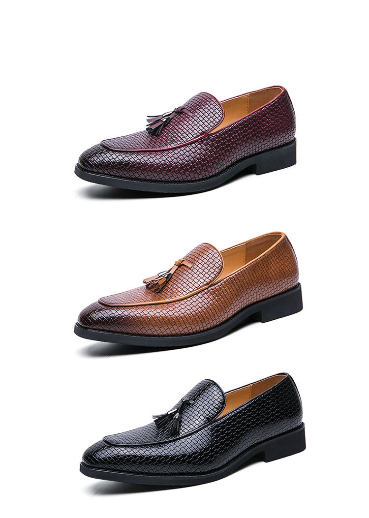 Chaussures pointues à enfiler en cuir pour hommes