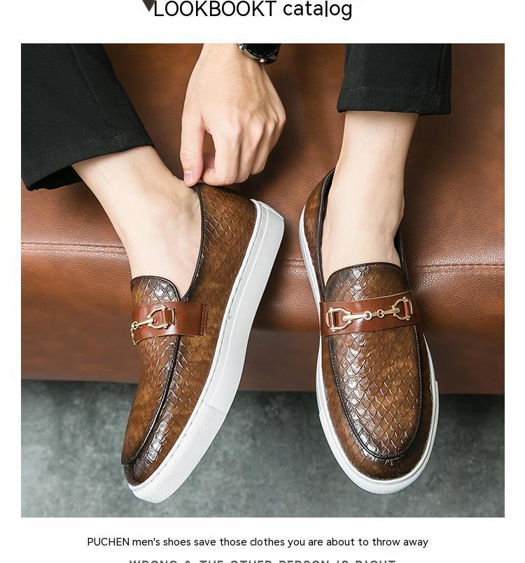 Mocasines con hebilla doble, zapatos de cuero estilo británico para negocios y estilo informal