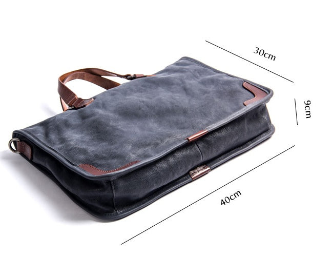 Bolso de mano de cuero para hombre con bandolera inclinada