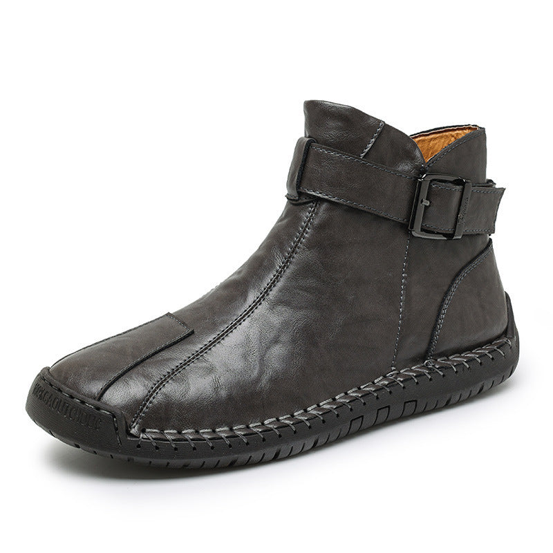 Botas altas de cuero genuino para hombre, informales, de comercio exterior transfronterizo