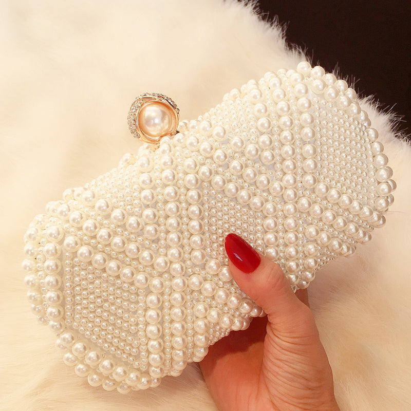 Fashion Retro Women's Rhinestone Pearl Handbag