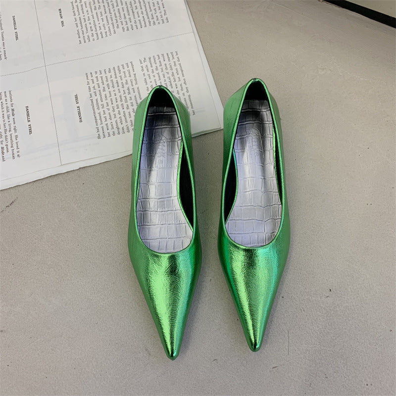 Mid Heel Low Heel Pointed Toe Fashion Shoes Women's Stiletto Heel Pumps High Heels Slim Low-cut Pumps