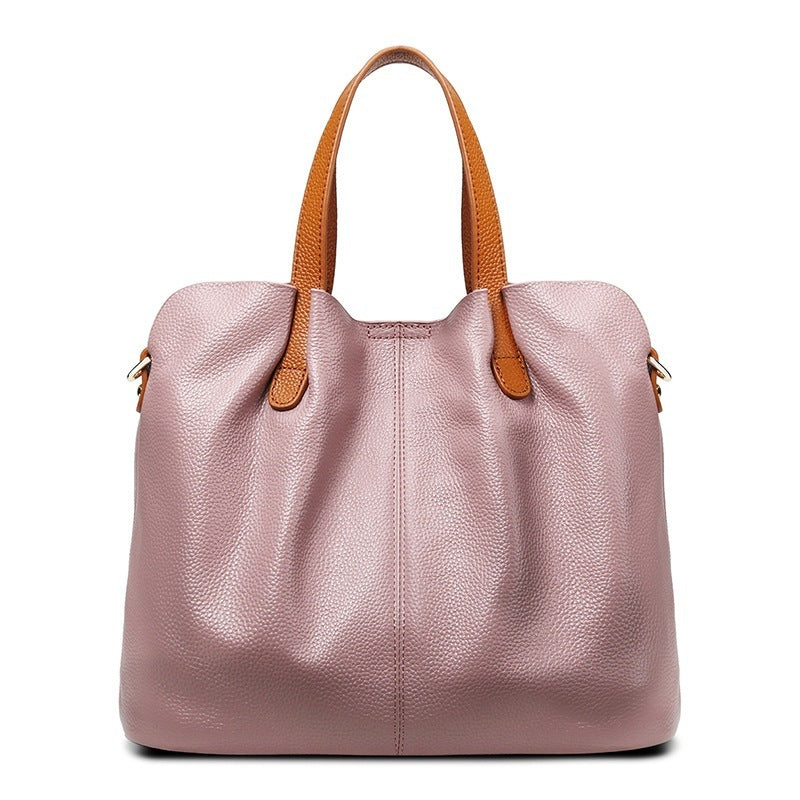 Bolso de mano sencillo e informal de piel suave para mujer