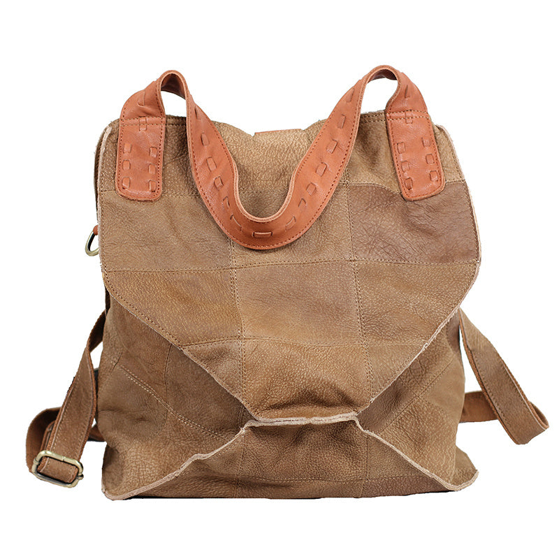 Sac à bandoulière en cuir de vachette pur pour femme, style rétro et décontracté