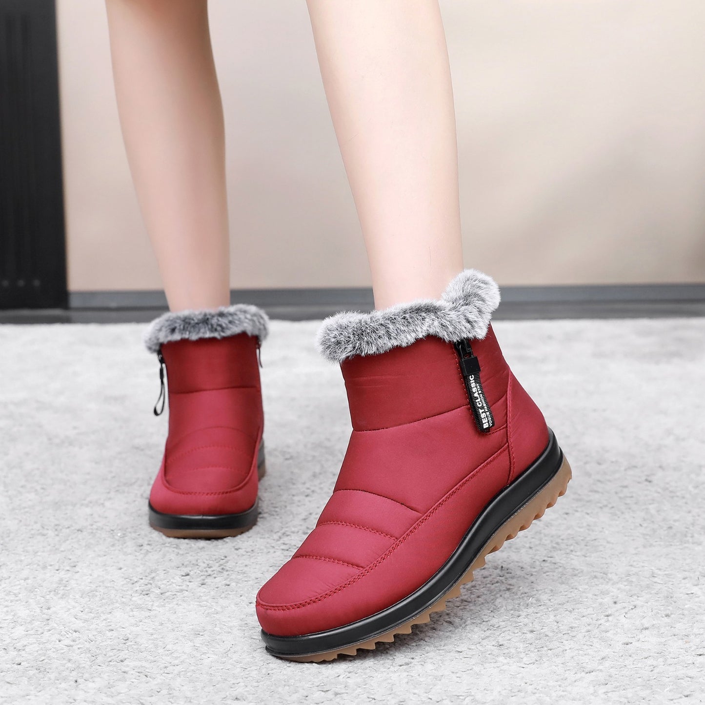 Full Tendon Bottom Non-slip Waterproof Fleece Lined Thickened Thermal Cotton Boots