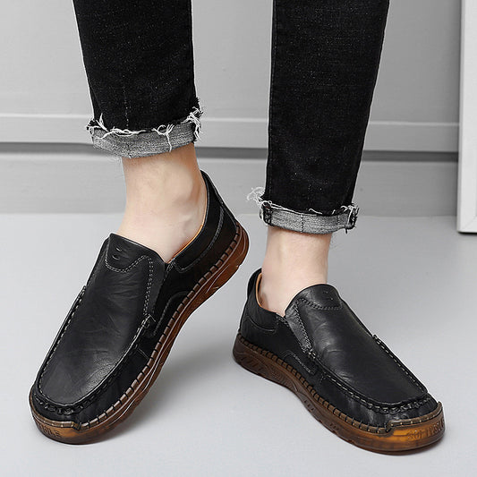 Chaussures décontractées en cuir respirantes et tendance pour hommes de grande taille