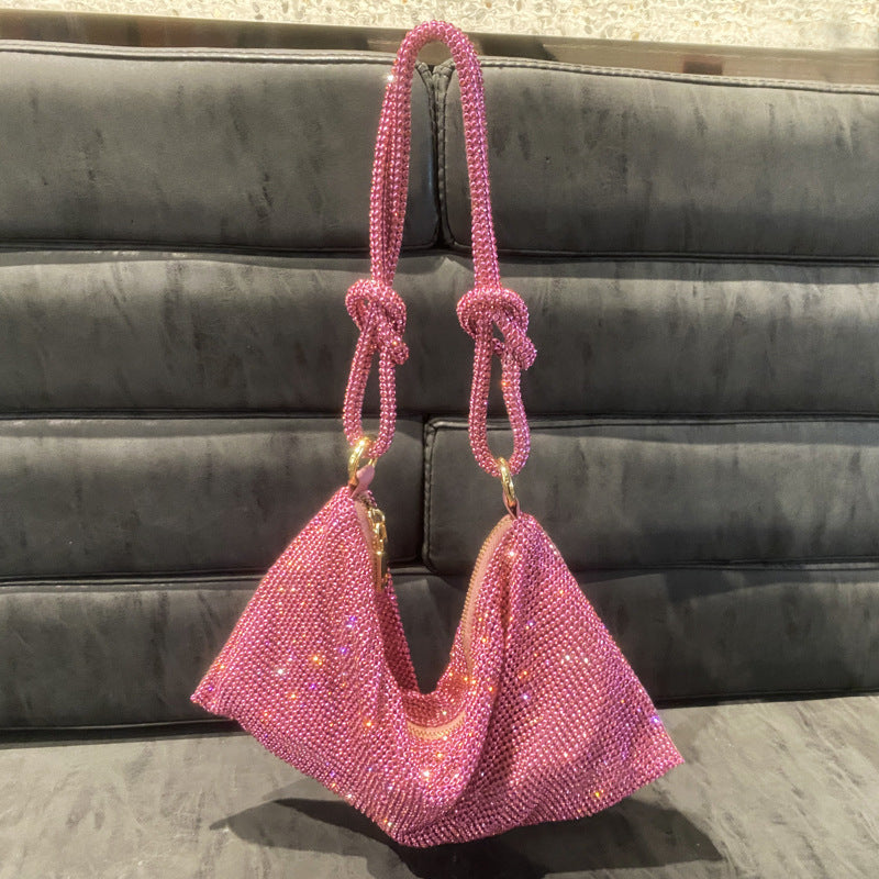 Bolso de mano sencillo con diamantes de imitación para mujer