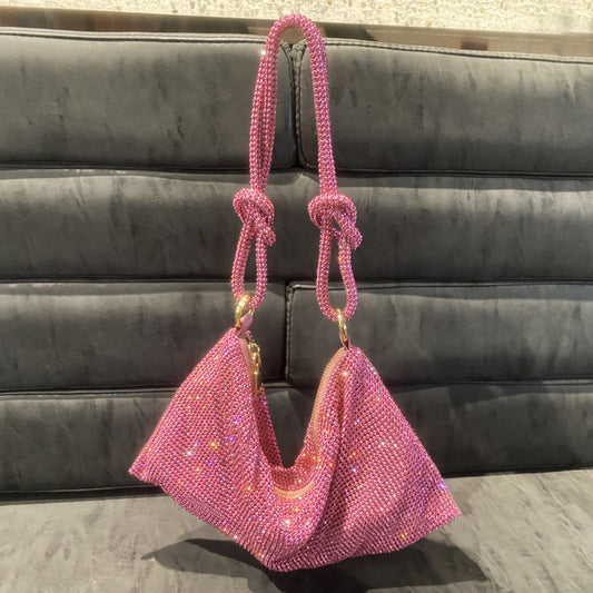 Bolso de mano sencillo con diamantes de imitación para mujer