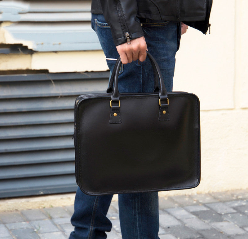 Bolso bandolera de piel de vaca estilo vintage para hombre