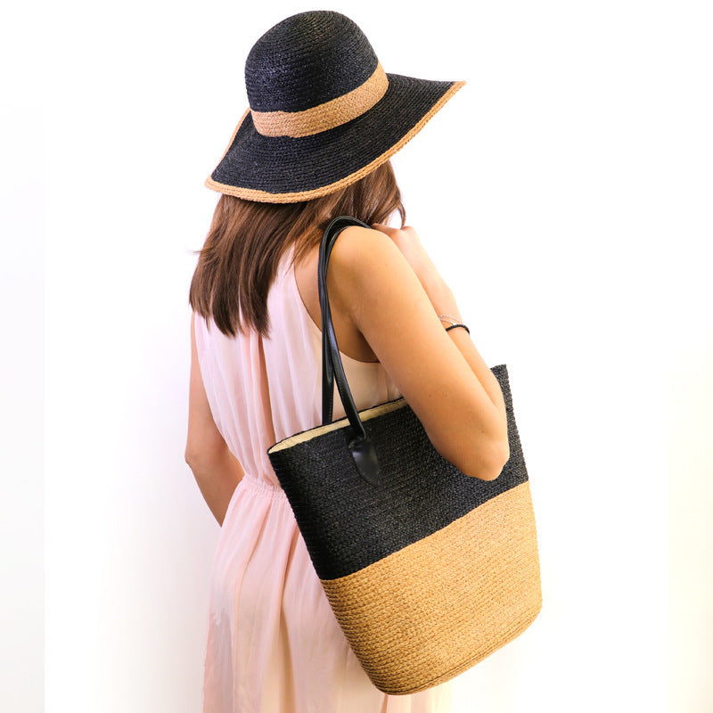 Raffia Bag Simple Color Matching Shoulder