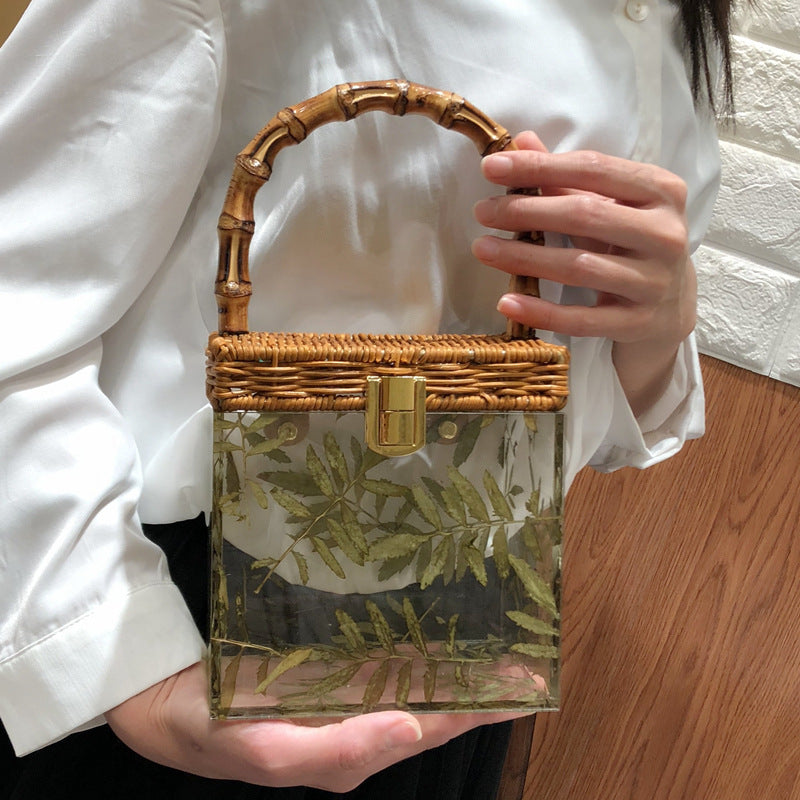 Sac à main en acrylique Petit sac en bambou Sac transparent Femme Été