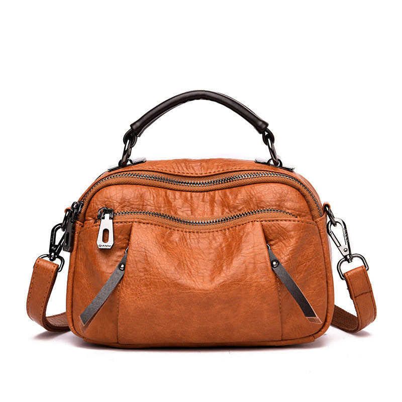 Simple Multi-layer Portable Shoulder PU Diagonal Bag