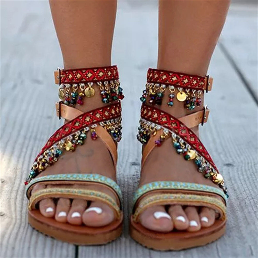 Zapatos de mujer de estilo étnico bohemio y talla grande para mujer