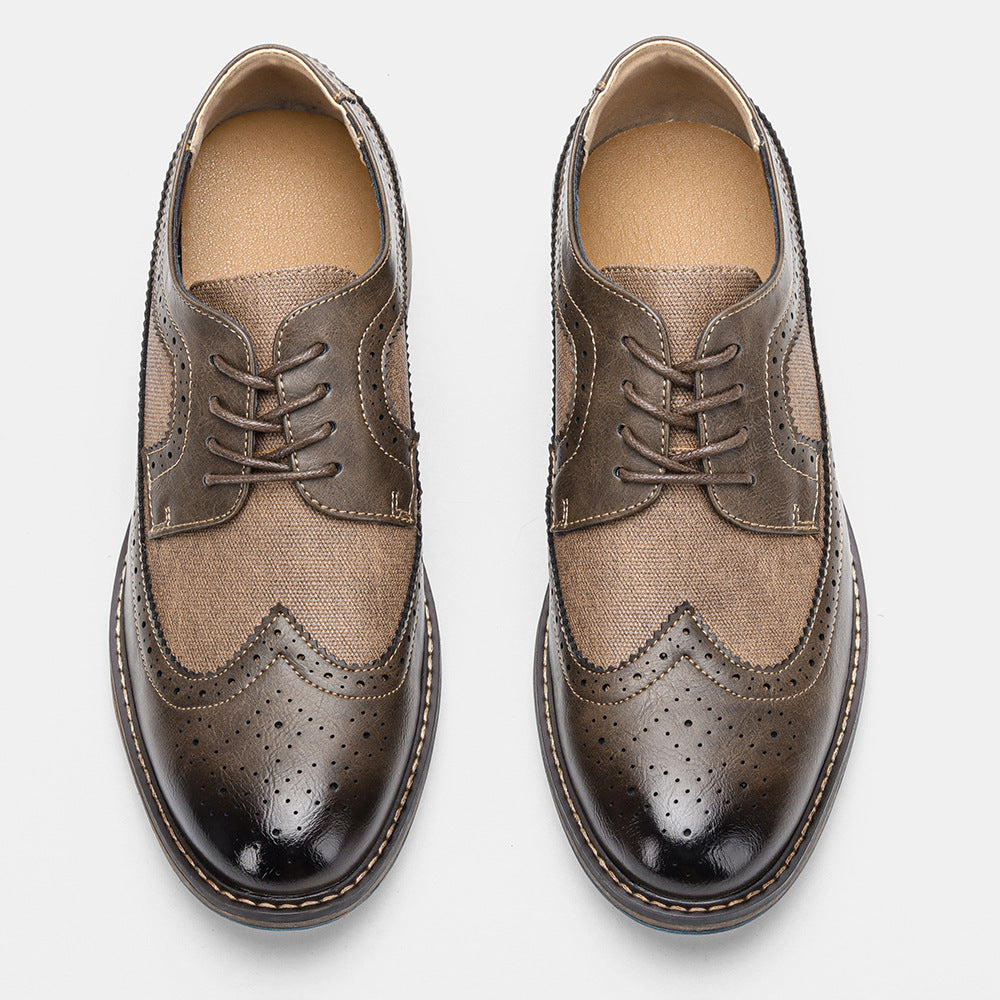 Zapatos de negocios casuales de cuero con diseño brogue a juego para hombre, cómodos