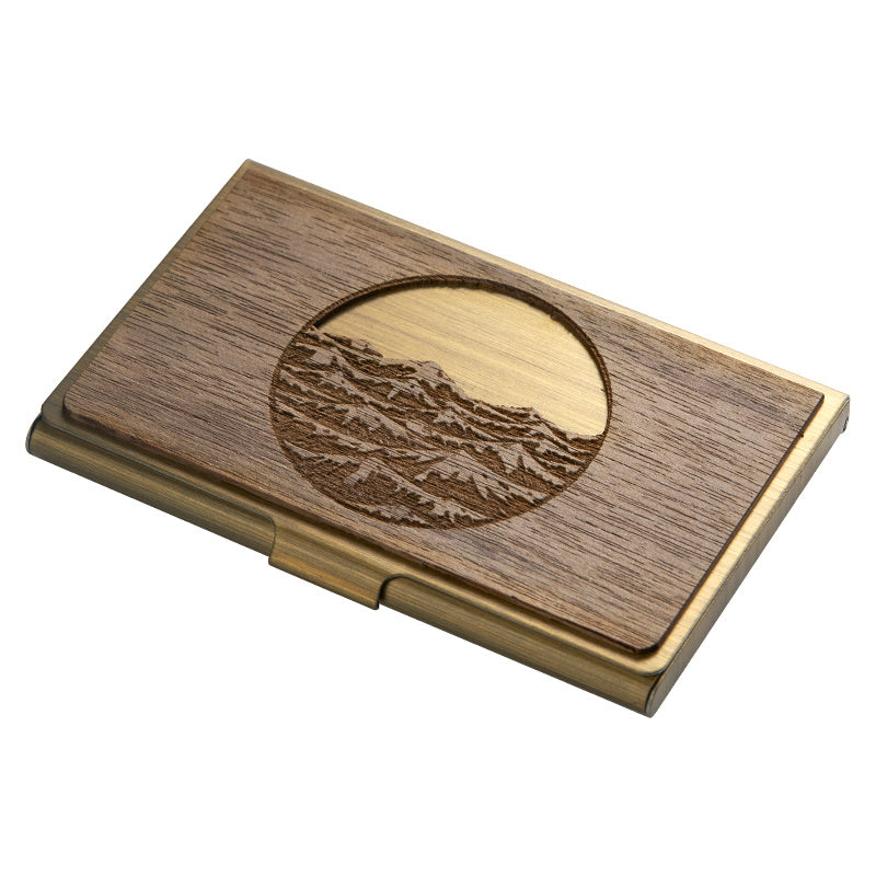 Custom Lettering Creative Stainless Steel Wooden Business Card Case