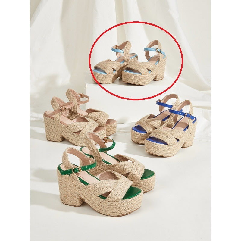 European And American Platform Wedge Hemp Rope Women's Sandals