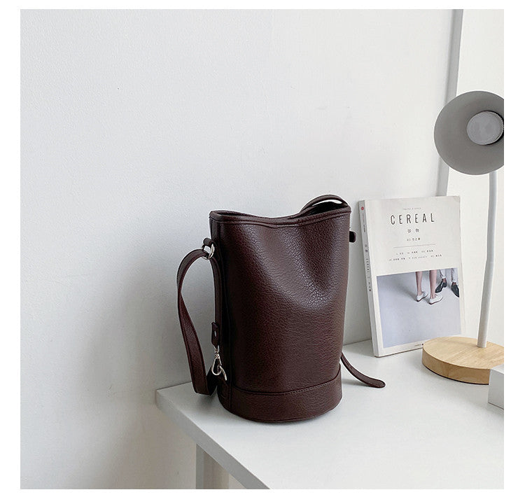 Sac seau cylindrique à bandoulière simple pour femme, grande capacité