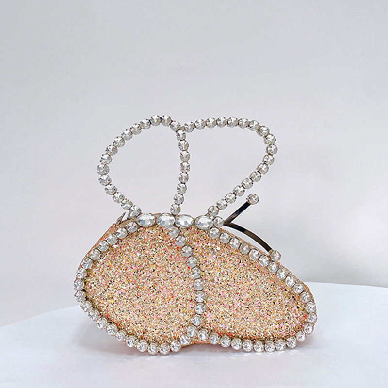 Bolso de mano con mariposas y diamantes de imitación para mujer